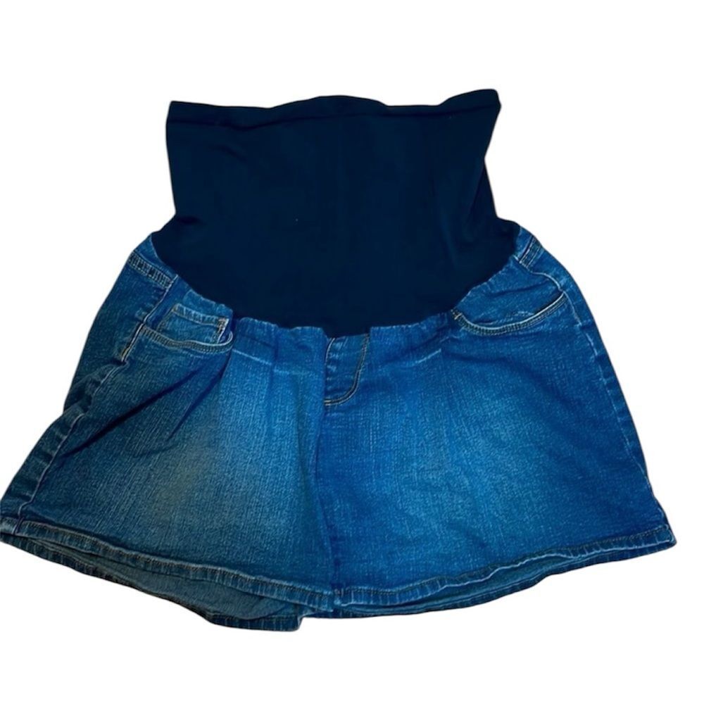 Denim Maternity Shorts, Oh, Baby Motherhood Jean shorts, belly panel, Large